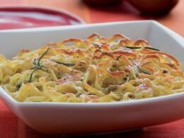 Gratin de tagliatelles fraîches au vieux fromage d'Orsières